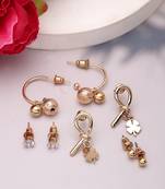 Women's set of 4 gold-plated contemporary half hoop earrings