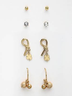 Women's set of 4 gold-plated contemporary half hoop earrings 4