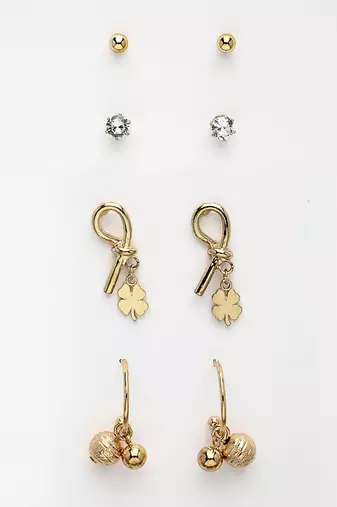 Women's set of 4 gold-plated contemporary half hoop earrings
