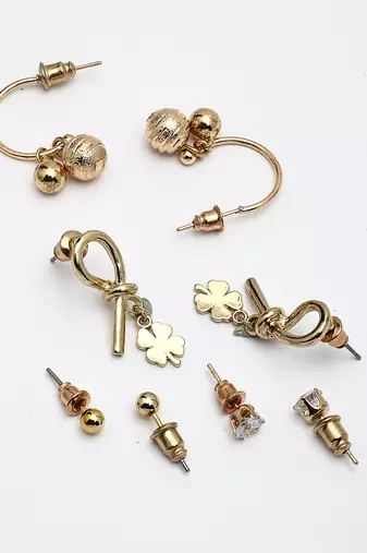 Women's set of 4 gold-plated contemporary half hoop earrings