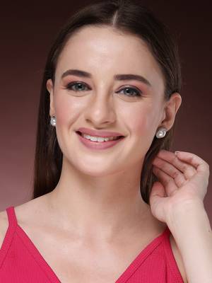 Women's silver-toned ad studded studs earring 3