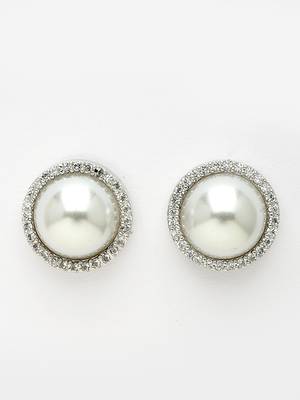 Women's silver-toned ad studded studs earring 5