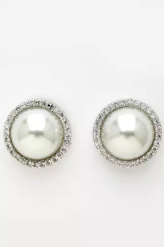 Women's silver-toned ad studded studs earring