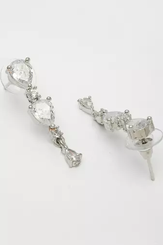 Women's silver-plated cz-studded brass handcrafted jewellery set