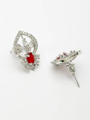 Women silver-plated american diamond-studded pendant set 5