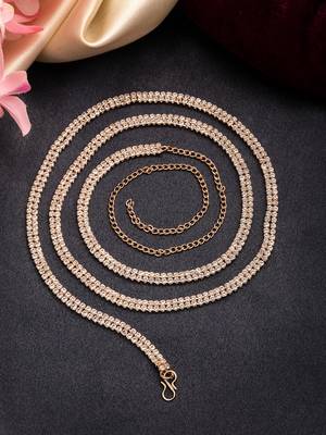 Women's gold-plated ad-studded double layered kamarbandh waist chain 1