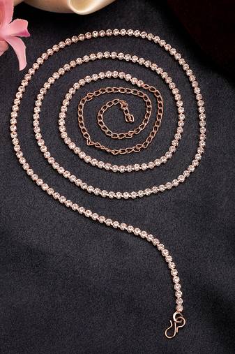 Women's rose gold-plated ad-studded kamarbandh waist chain