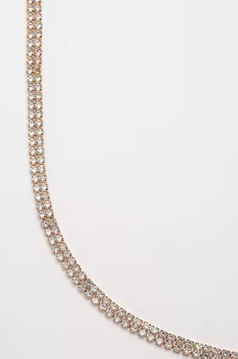 Women's rose gold-plated ad-studded double layered kamarbandh waist chain