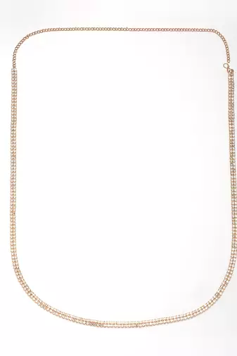 Women's rose gold-plated ad-studded double layered kamarbandh waist chain