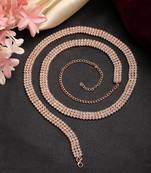 Women's rose gold-plated ad-studded 3 layered kamarbandh waist chain