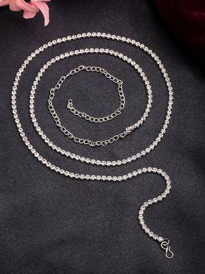 Women's silver-plated ad-studded kamarbandh waist chain 1