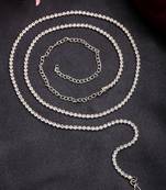 Women's silver-plated ad-studded kamarbandh waist chain