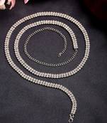 Women's silver-plated ad-studded double layered kamarbandh waist chain