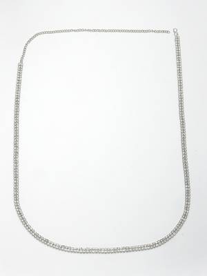 Women's silver-plated ad-studded double layered kamarbandh waist chain 3