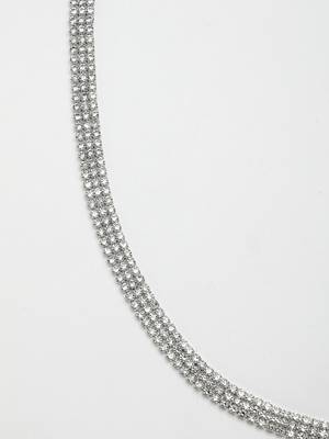 Women's silver-plated ad-studded 3 layered kamarbandh waist chain 2