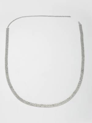 Women's silver-plated ad-studded 3 layered kamarbandh waist chain 3