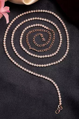 Women's rose gold-plated ad-studded kamarbandh waist chain
