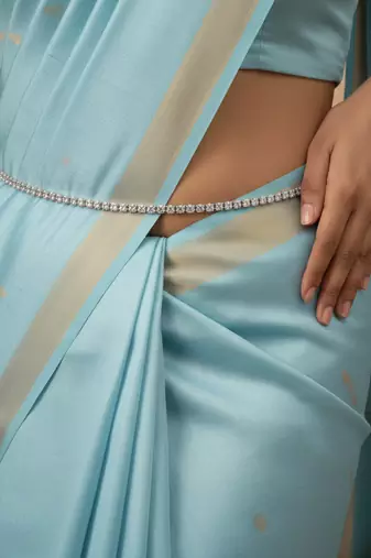 Women's silver-plated ad-studded kamarbandh waist chain