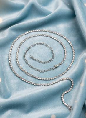 Women's silver-plated ad-studded kamarbandh waist chain 5
