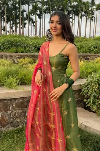 Regal green embroidered georgette salwar suit