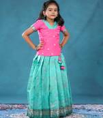 Ramar green chanderi floral pattu pavadai