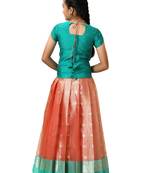 Girls peach floating mango butta pattu pavadai