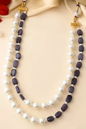 Beads double pearl necklace