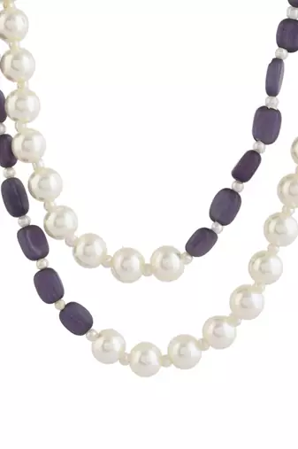 Beads double pearl necklace