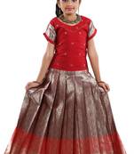 Red golden aster pattu pavadai