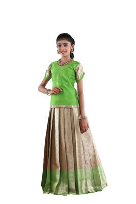 Green golden aster pattu pavadai 2