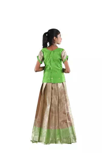 Green golden aster pattu pavadai