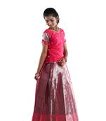 Pink golden aster pattu pavadai