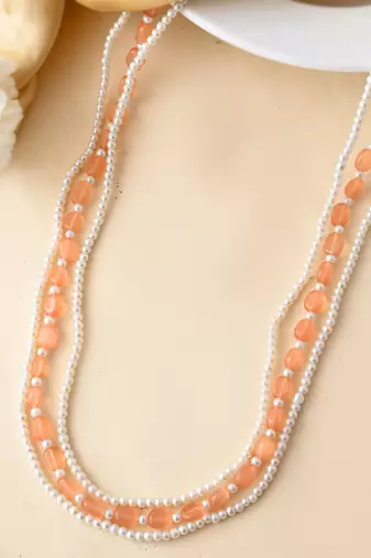 Layered beads pearl necklace
