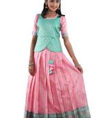 Golden grass pavadai set for kids