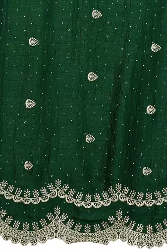 Green embriodred Art silk neckless saree with blouse piece