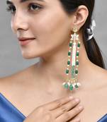 Long pearl kundan earrings