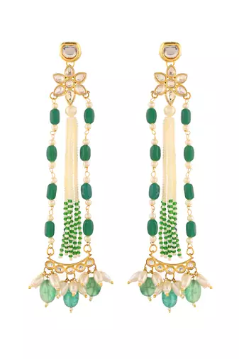 Long pearl kundan earrings