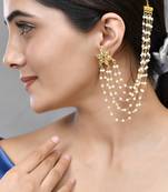 Multi pearl ear chain with earrings