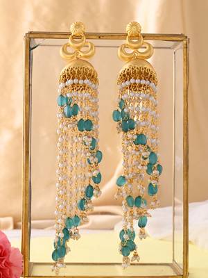 Long spiral pearl jhumka earrings 2