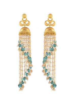 Long spiral pearl jhumka earrings 3