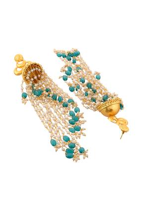Long spiral pearl jhumka earrings 4