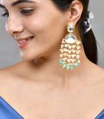 Long kundan pearl earrings