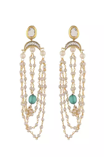 Chandelier pearl kundan earrings
