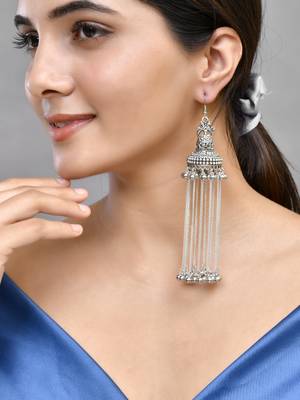 Oxidised silver long jhumki 1