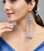 Oxidised silver long jhumki
