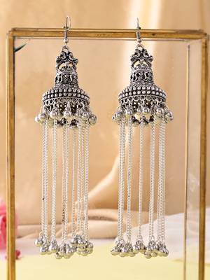 Oxidised silver long jhumki 2