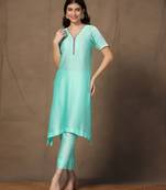 SHADES OF FAASHION Women Mint Green stain suit set 