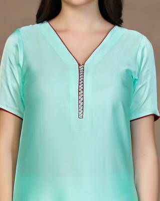 SHADES OF FAASHION Women Mint Green stain suit set  4
