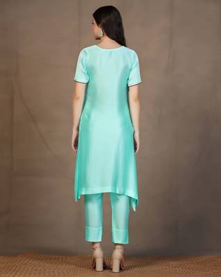 SHADES OF FAASHION Women Mint Green stain suit set  5