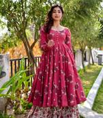 Pink cotton silk fabric beautiful ceremonial attire with digital print